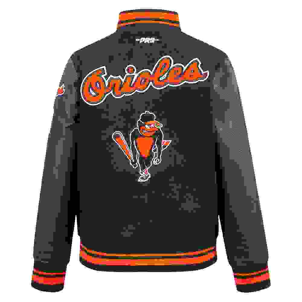 Pro Standard MLB Baltimore Orioles Retro Classic Big Boys' Black Rib Wool Varsity Jacket